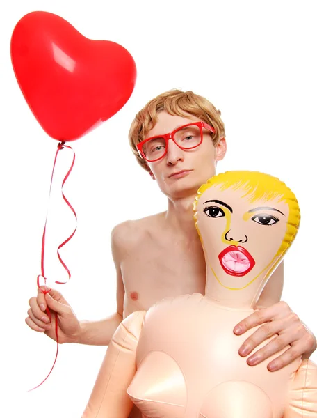 Un type avec une poupée gonflable — Photo