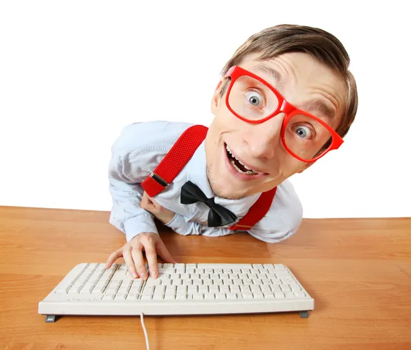 Funny guy at the computer Stock Image