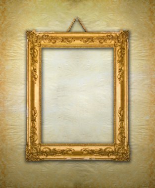 Gold frame, aged wallpaper clipart