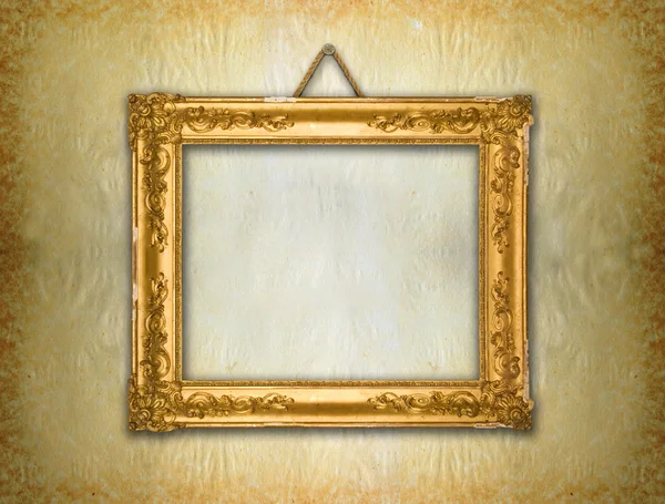 Gouden frame, leeftijd behang — Stockfoto