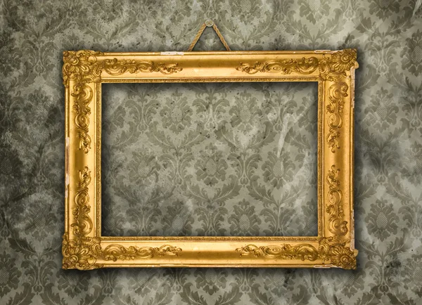 Altın Çerçeve, yaşlı duvar kağıdı — Stok fotoğraf
