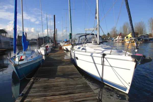 Moored sailboats, Portland OR. — Stock Photo, Image