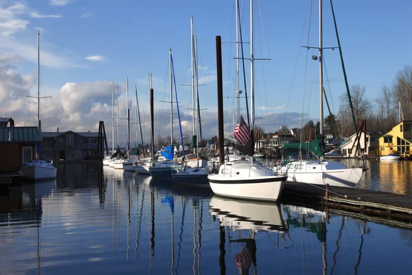 Barche a vela ormeggiate, Portland Oregon . — Foto Stock