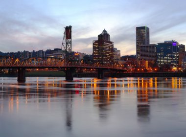 Portland Oregon panorama at dusk. clipart