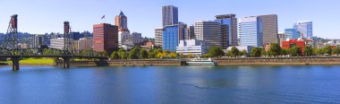 A panorama of Portland OR., & Hawthorne bridge. clipart