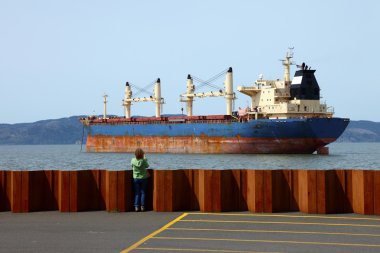 Cargo ship maritime transportation. clipart