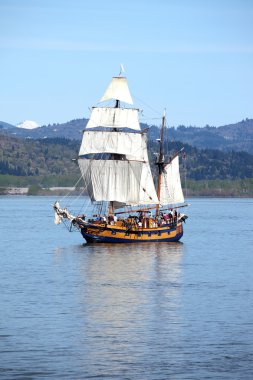 A Galeon sailing. clipart