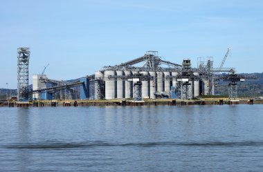 Large silos in Longview Washington state. clipart