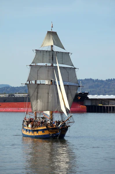 stock image A galleon in the river.