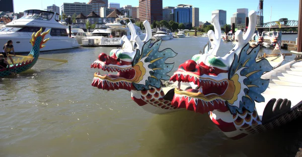 Dragon boats, downtown marina, Portland Oregon.