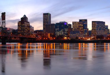 Portland Oregon skyline at dusk. clipart