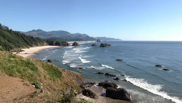 Costa do Oregon a partir do parque estadual de Ecola, Oregon. (panorama ) — Fotografia de Stock