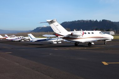 Aircrafts parked, Troutdale OR. clipart