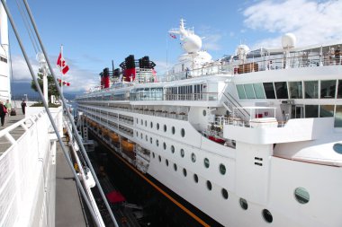 View of a cruise ship at Canada Place, Vancouver BC Canada. clipart