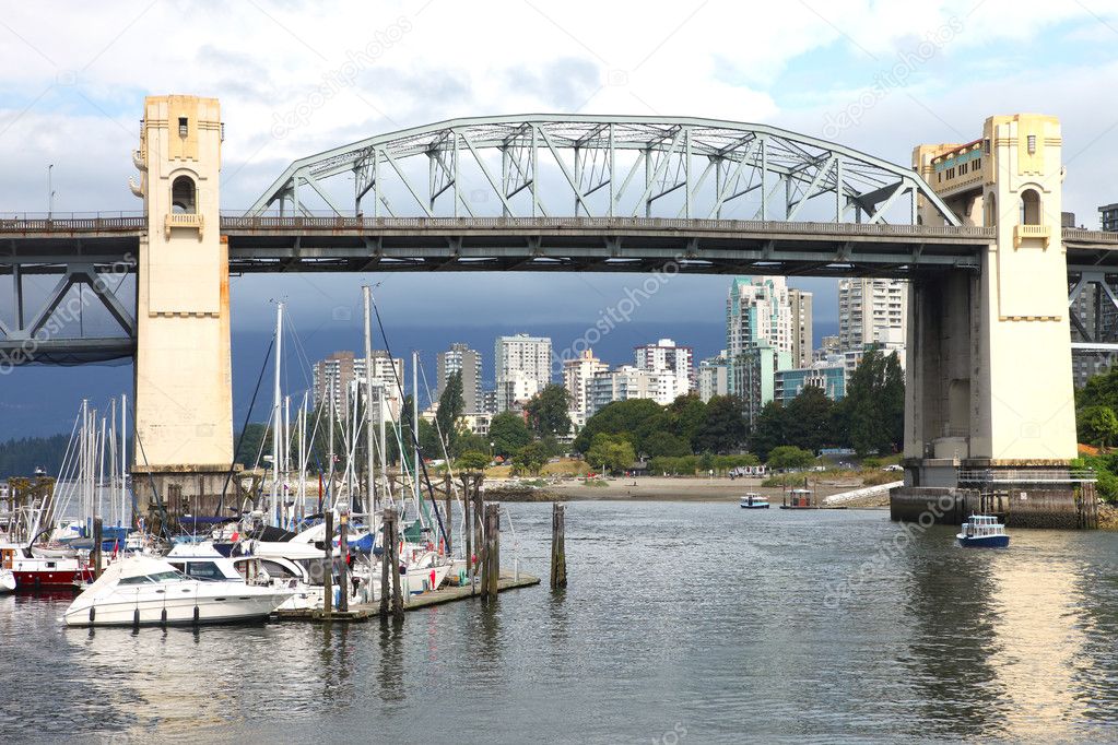 Burrard bridge Granville island, Vancouver BC., Canada.