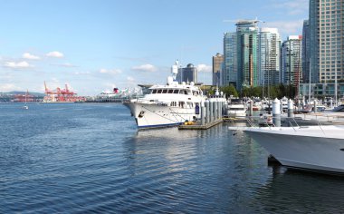 Vancouver BC downtown skyline panorama & marina, Canada. clipart