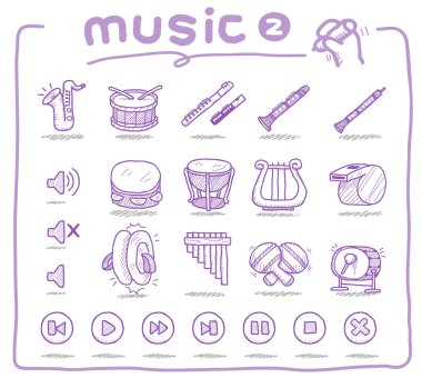 Hand drawn musical instrument icon clipart