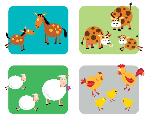 农场动物家庭 — 图库矢量图片