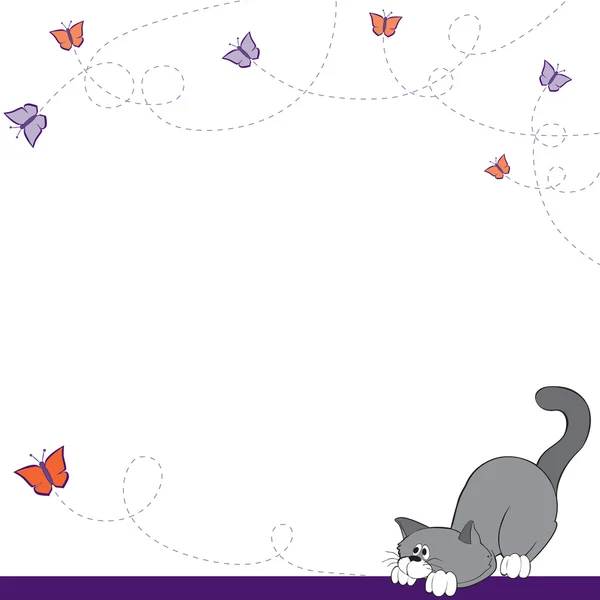 Katt och fjärilar — Stock vektor