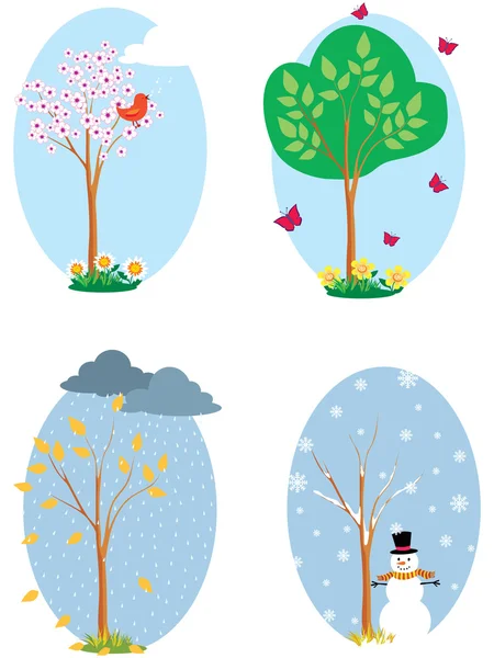 Jahreszeiten - Bäume — Stockvektor