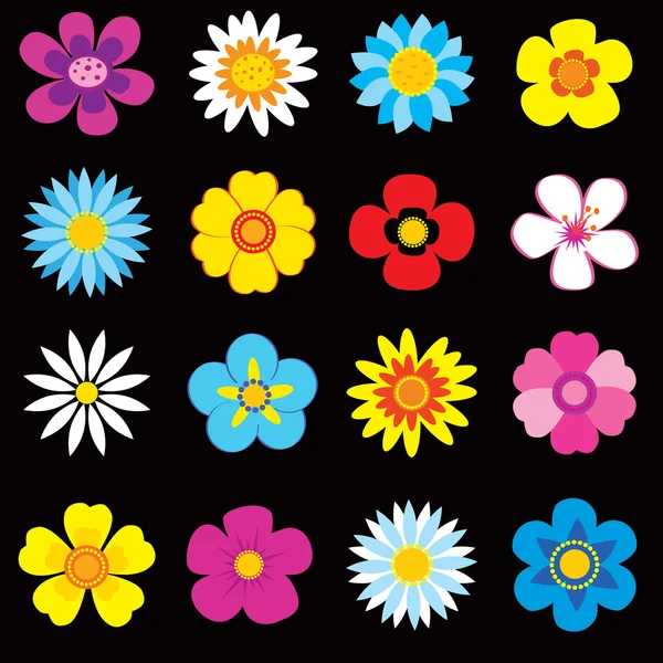 Ensemble d'icônes de fleurs — Image vectorielle