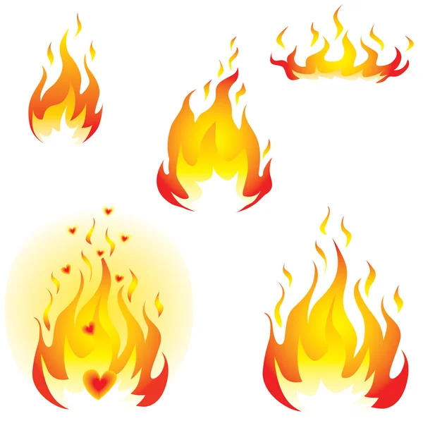 Alev alev yanan ateşi — Stok Vektör