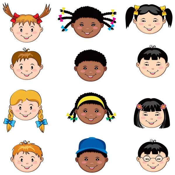 Niños felices caras Imágenes Vectoriales, Gráfico Vectorial de Niños  felices caras | Depositphotos
