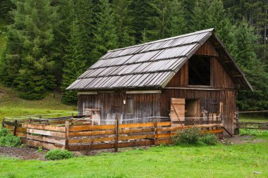 Alpine wooden hut clipart