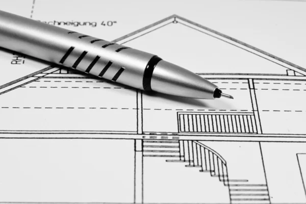 Architecturale tekening en tool — Stockfoto