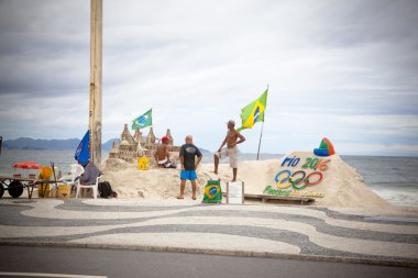 Sand sculptures on Copacabana Rio De Janeiro Brazil clipart