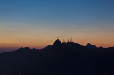 gece görüş corcovado sugar loaf Dağı dan ve İsa