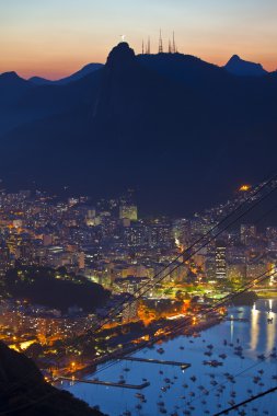 rio de janeiro Brezilya sugar loaf Dağı dan gece manzarası