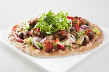 SPICY GOURMET EGGPLANT AND CAPSICUM PIZZA