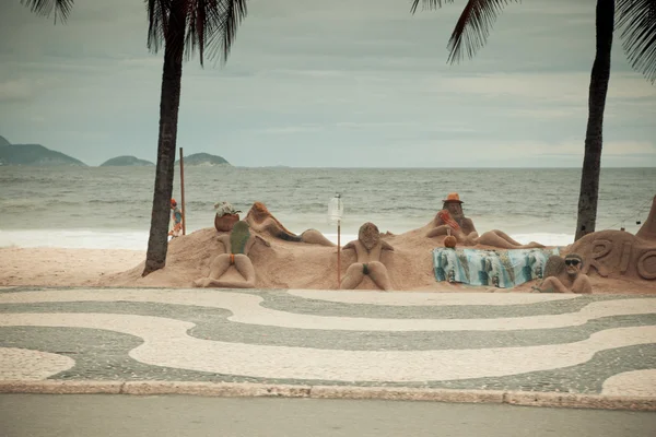 Beach sculptures Copacabana Rio De Janeiro Brazil — Stock Photo, Image