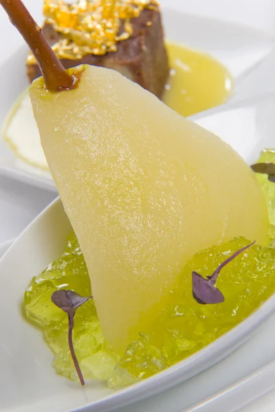 Pocherad Päron dessert — Stockfoto