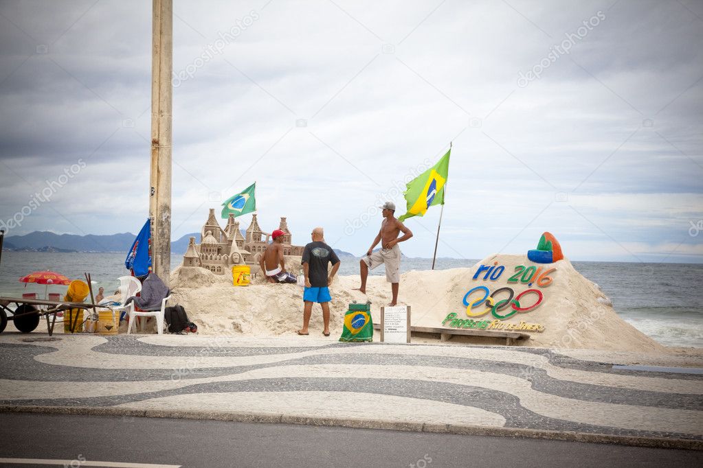 Sand sculptures on Copacabana Rio De Janeiro Brazil