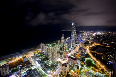 Night scene of the gold coast with q1 clipart