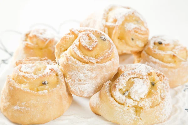 Sweet Savoury buns with white icing — Stock Photo, Image