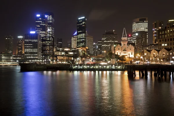 Sydney cbd på natten — Stockfoto