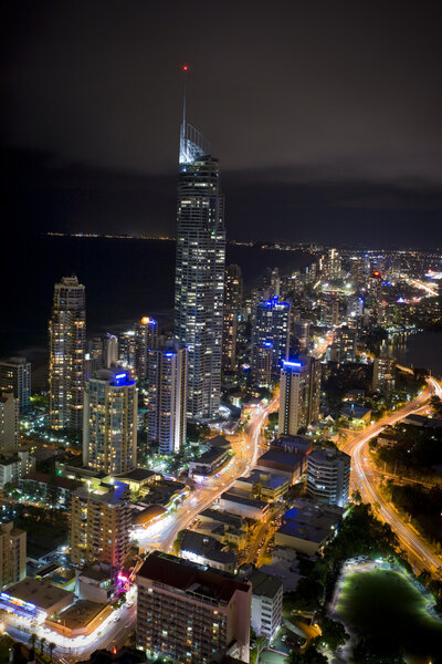 Night scene of the gold coast with q1