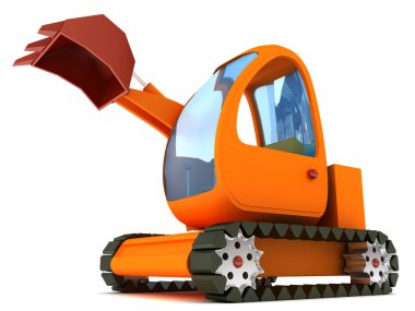 3D render of a toy escavator clipart