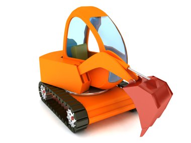 3D render of a toy escavator clipart