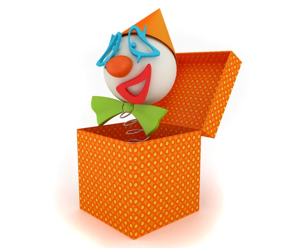 Drôle de clown sautant d'une boîte — Photo
