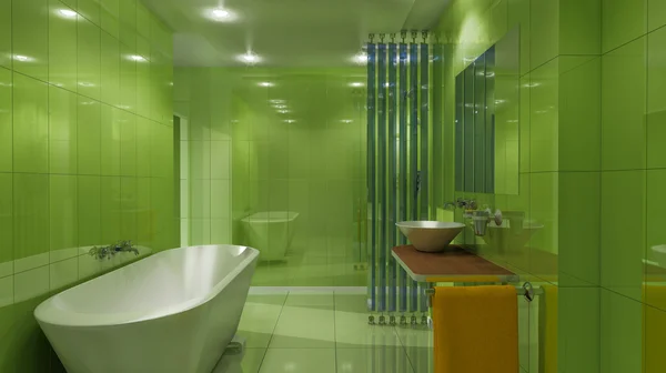 Yeşil lüks banyo 3D render Telifsiz Stok Fotoğraflar