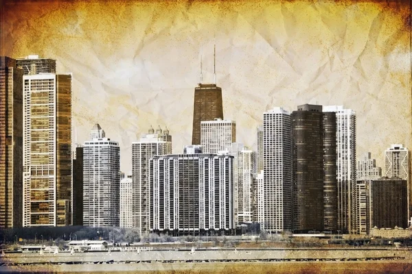 グラフィック デザイン: レトロ画像ダウンタウンのシカゴ — ストック写真