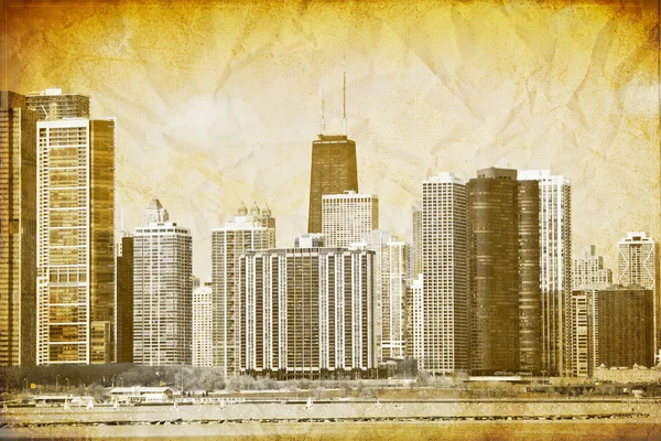 그래픽 디자인: 빈티지 사진의 다운 타운 시카고 — 스톡 사진