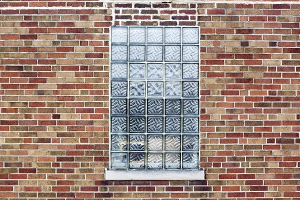 Industrial Color Brick Wall with Blue Glass Block Window — Stock Photo, Image