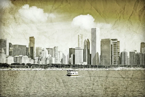 그래픽 디자인: 다운 타운의 복고풍 그림 시카고 — 스톡 사진