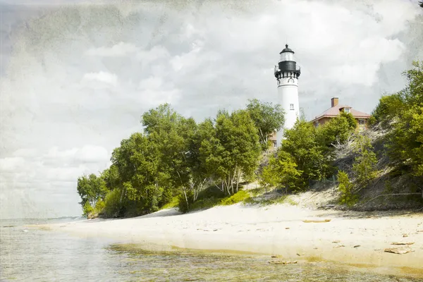 Deniz feneri ile eski resim (etkisi) — Stok fotoğraf