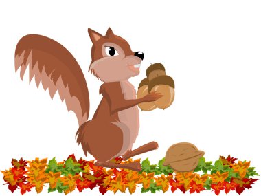 llustration of funny cute Chipmunk with peanut clipart